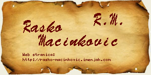 Raško Mačinković vizit kartica